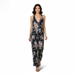 AMERICAN EAGLE OUTFITTERS Floral Jumpsuit Stretch Jersey Knit Wide Leg US Sz S